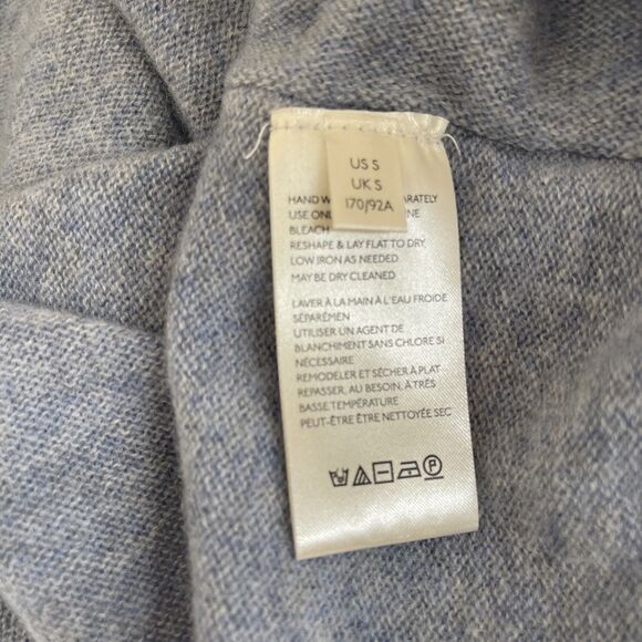 Free People V Neck Cropped OverSized Sweater 100% Cashmere Mottled Light Blue S - Picture 7 of 9